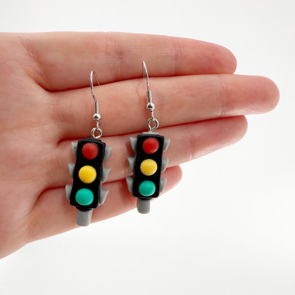 Stoplight Earrings, Novelty Earrings, Traffic Light Earrings, Stoplight Jewelry